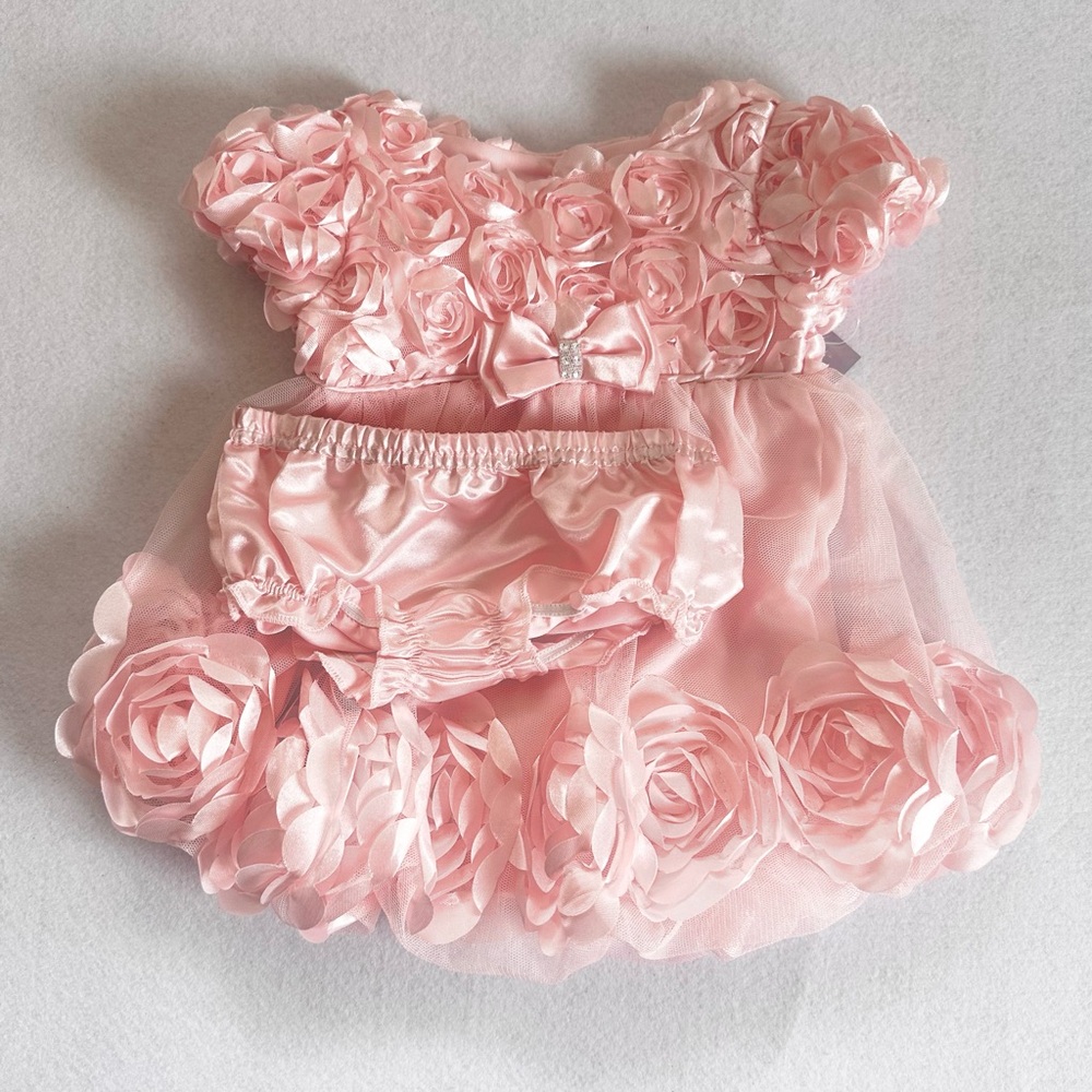 2 pc. Set Pink Floral Baby Dress 6-9 months